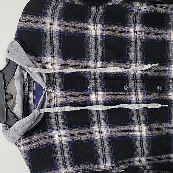 3/$15 Deal 🎉 VSTR ⭐️ Flannel Button Collar Hooded Shirt - Size S - Picture 2 of 7